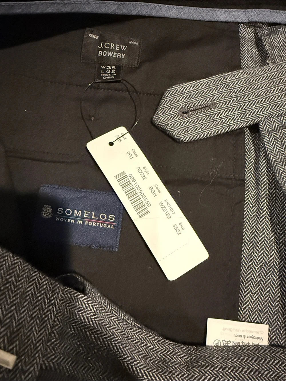Men's J Crew Bowery Gray Dress Pants Slim Fit 35 x 32